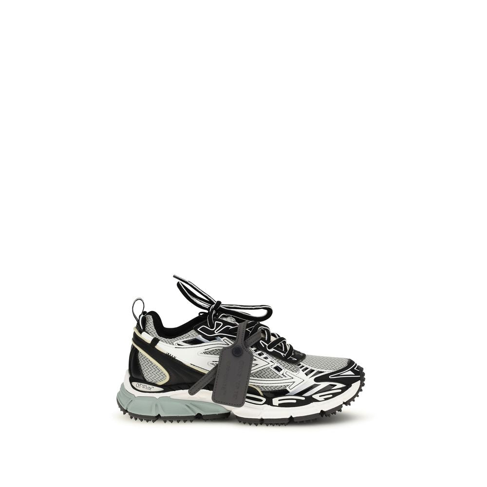 Off-White Gray Polyester Athletic Sneakers