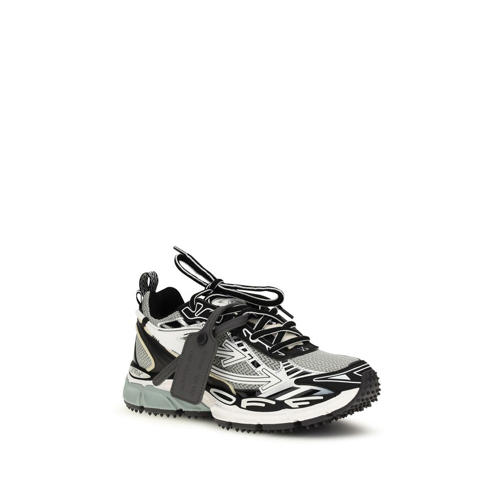 Off-White Gray Polyester Athletic Sneakers
