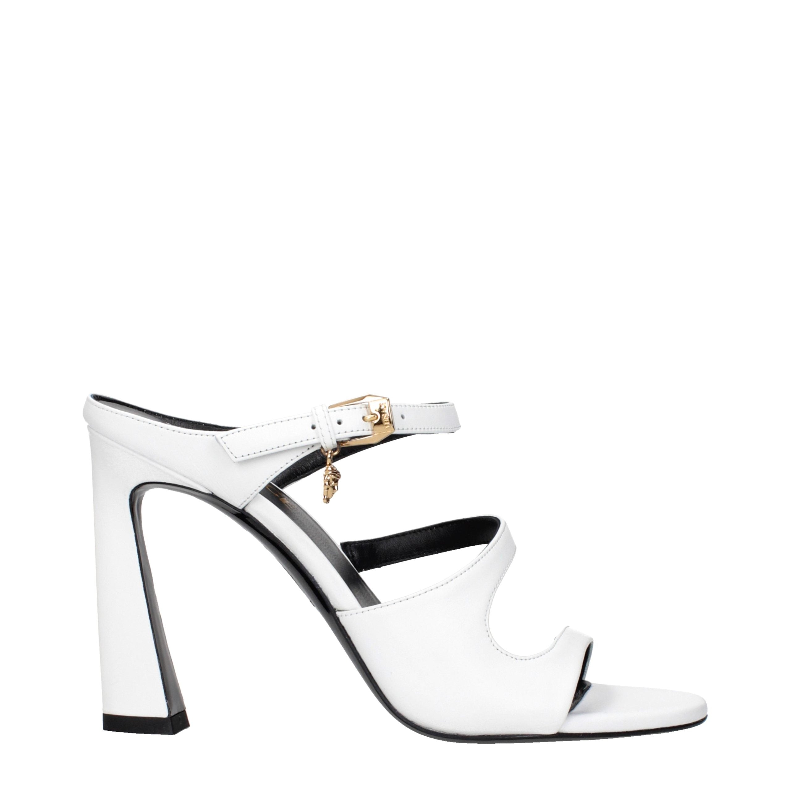 Versace White Leather Stiletto Heel Sandals
