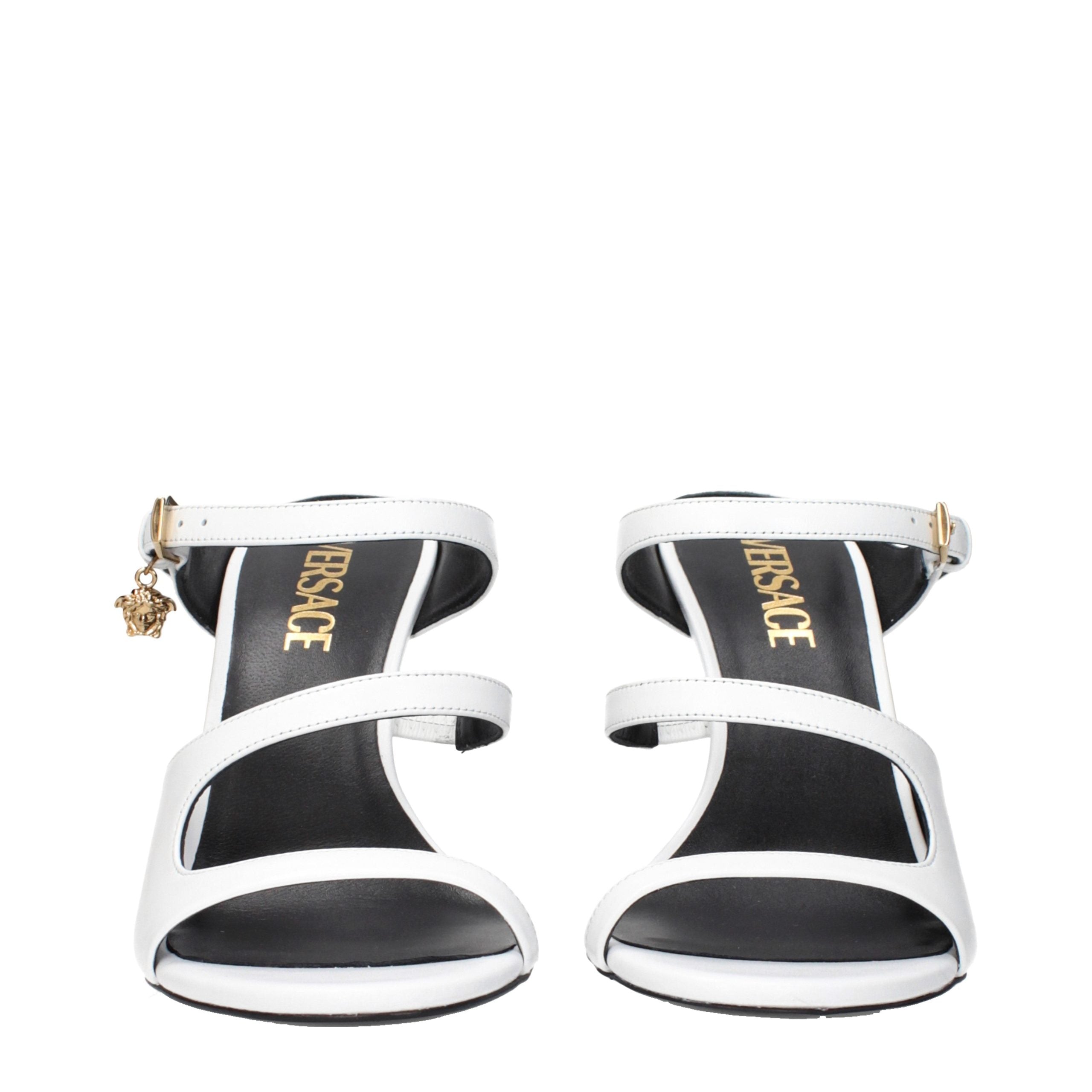 Versace White Leather Stiletto Heel Sandals