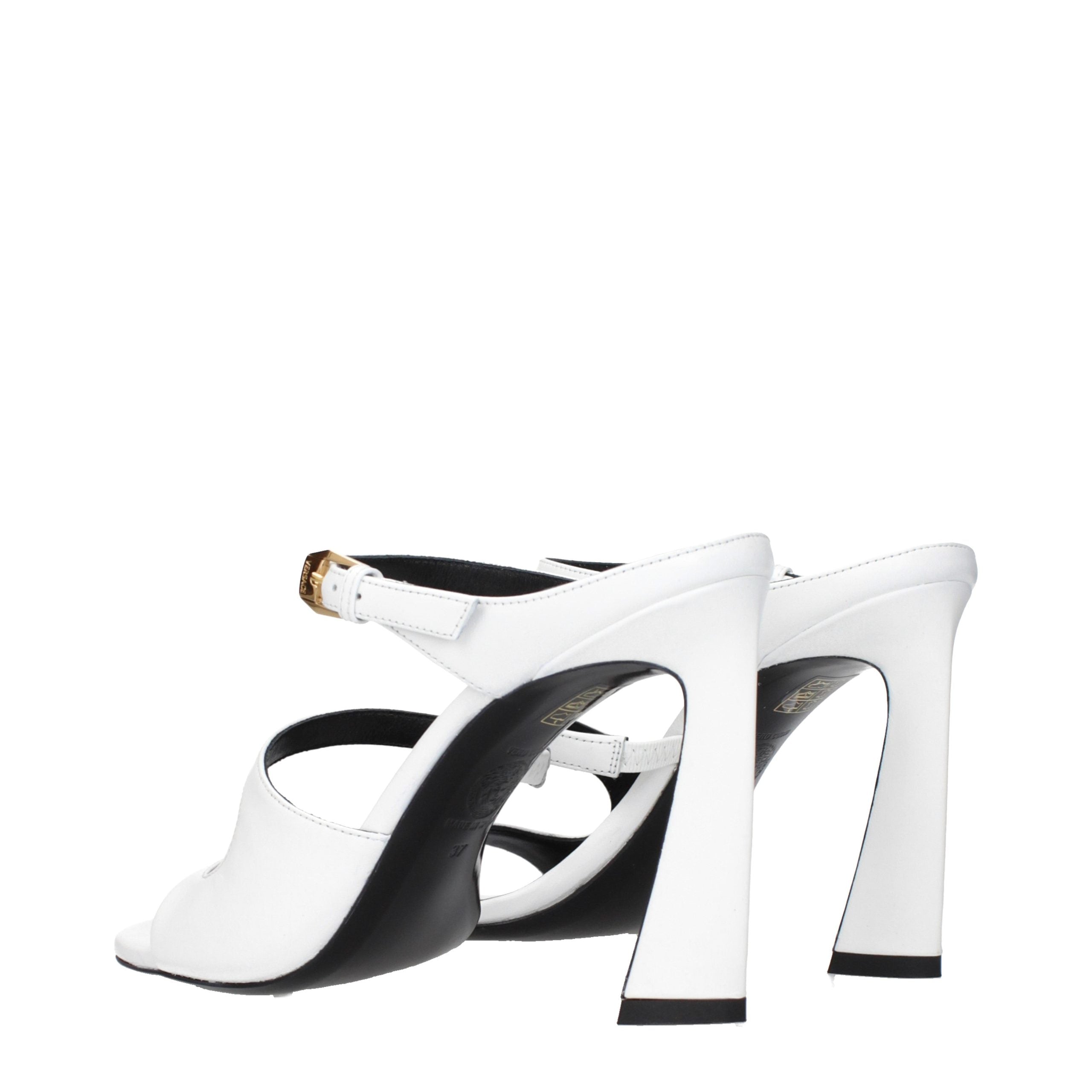 Versace White Leather Stiletto Heel Sandals