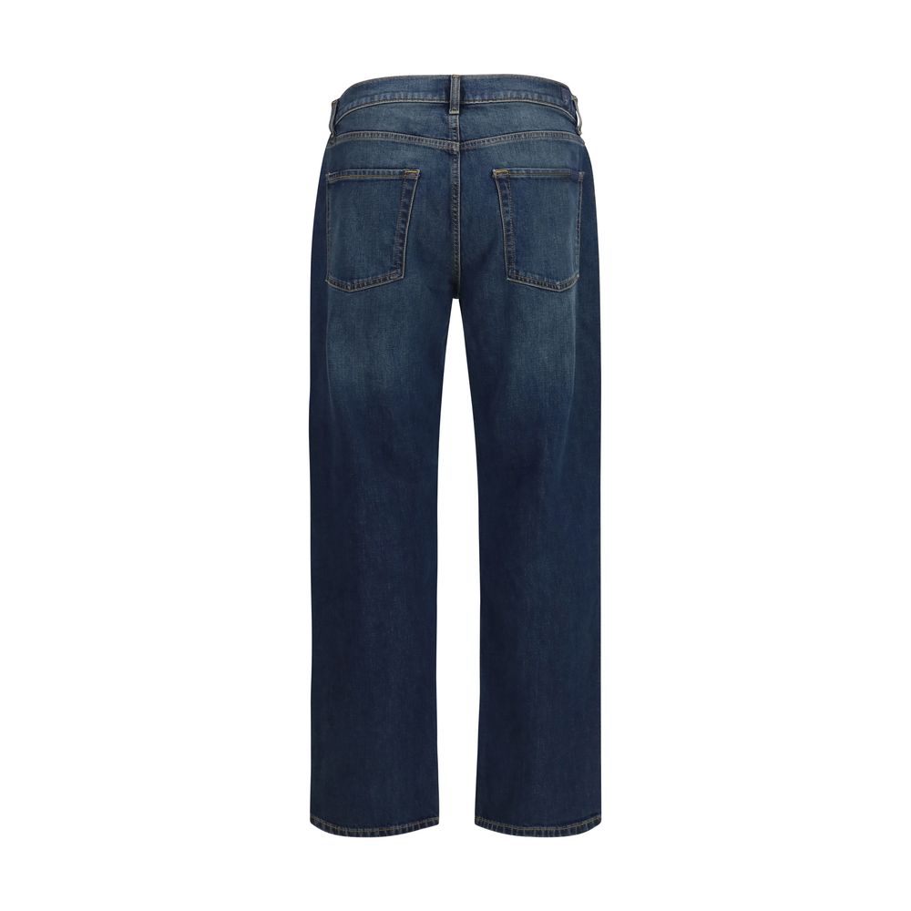 7FOR Blue Cotton Straight-Leg Jeans