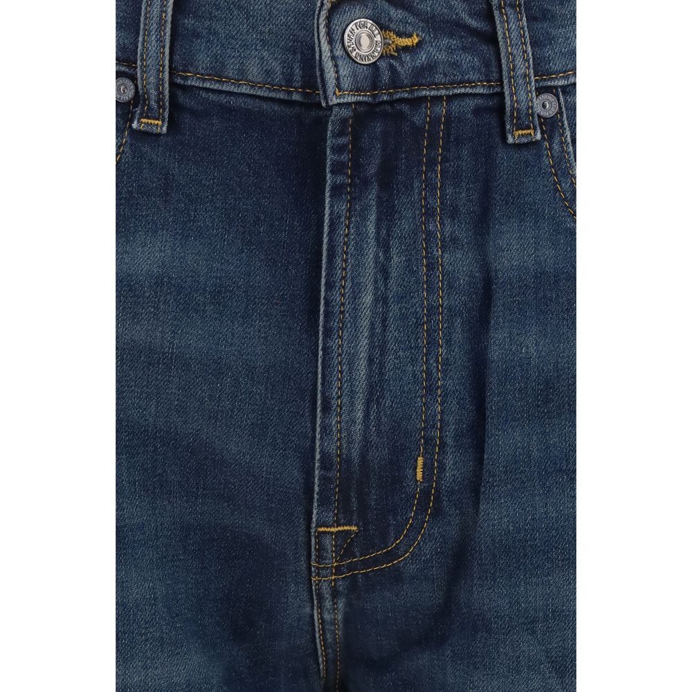 7FOR Blue Cotton Straight-Leg Jeans