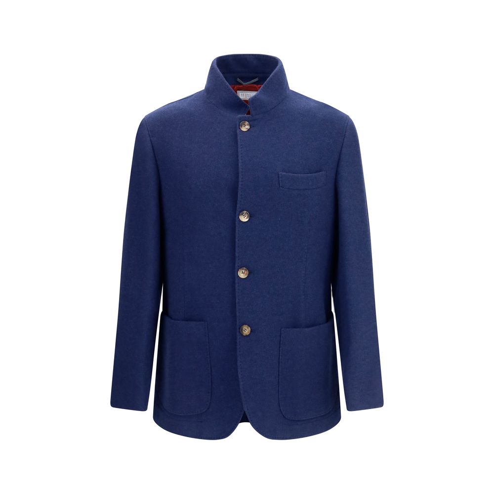 Brunello Cucinelli Blue Cashmere Full-Length Jacket