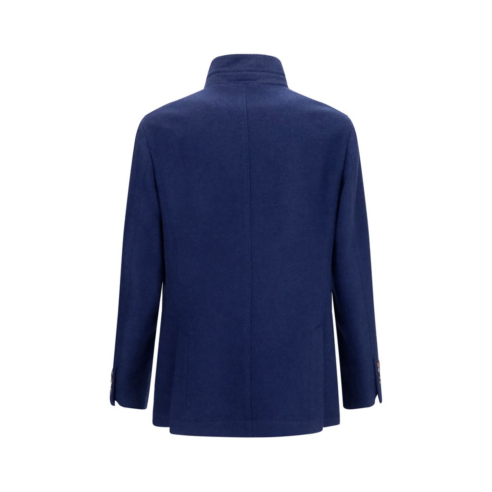 Brunello Cucinelli Blue Cashmere Full-Length Jacket