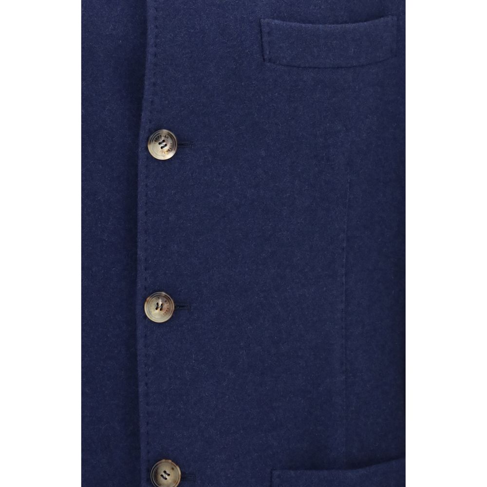 Brunello Cucinelli Blue Cashmere Full-Length Jacket