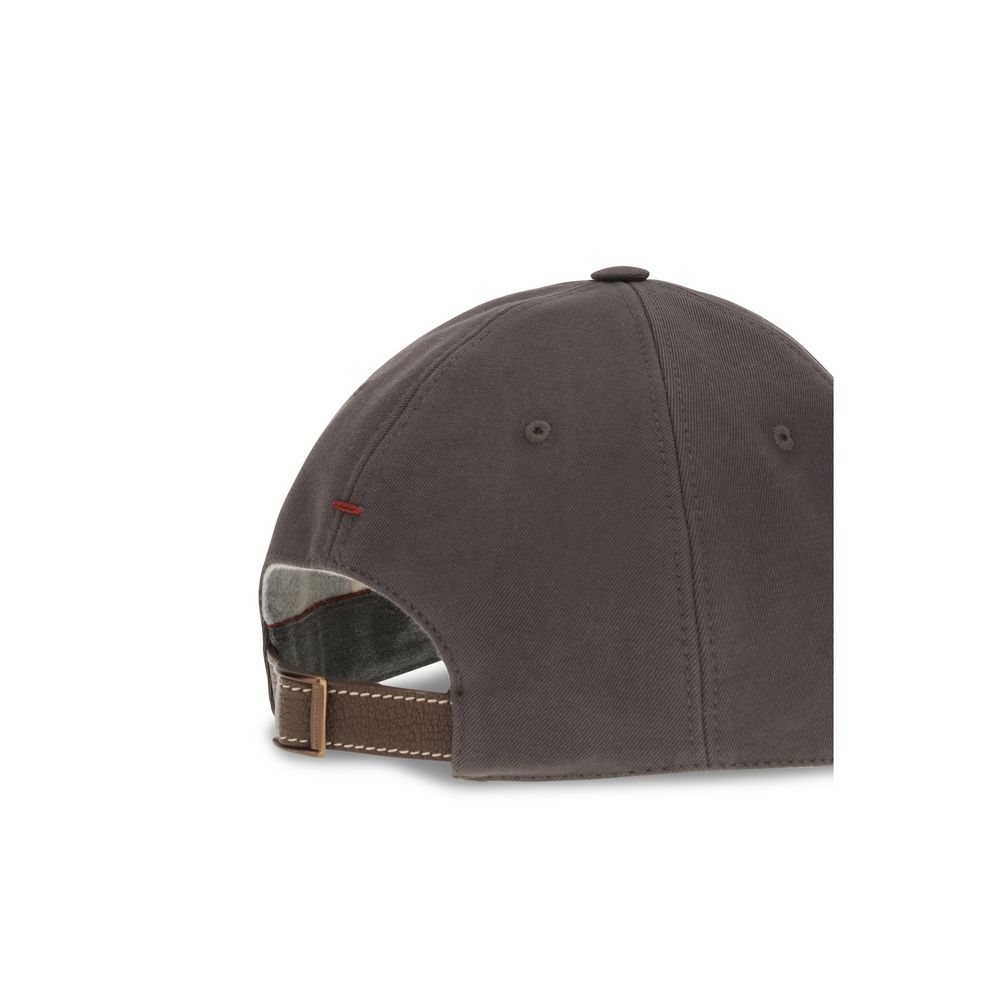 Brunello Cucinelli Brown Cotton Cap (Baseball Hat)