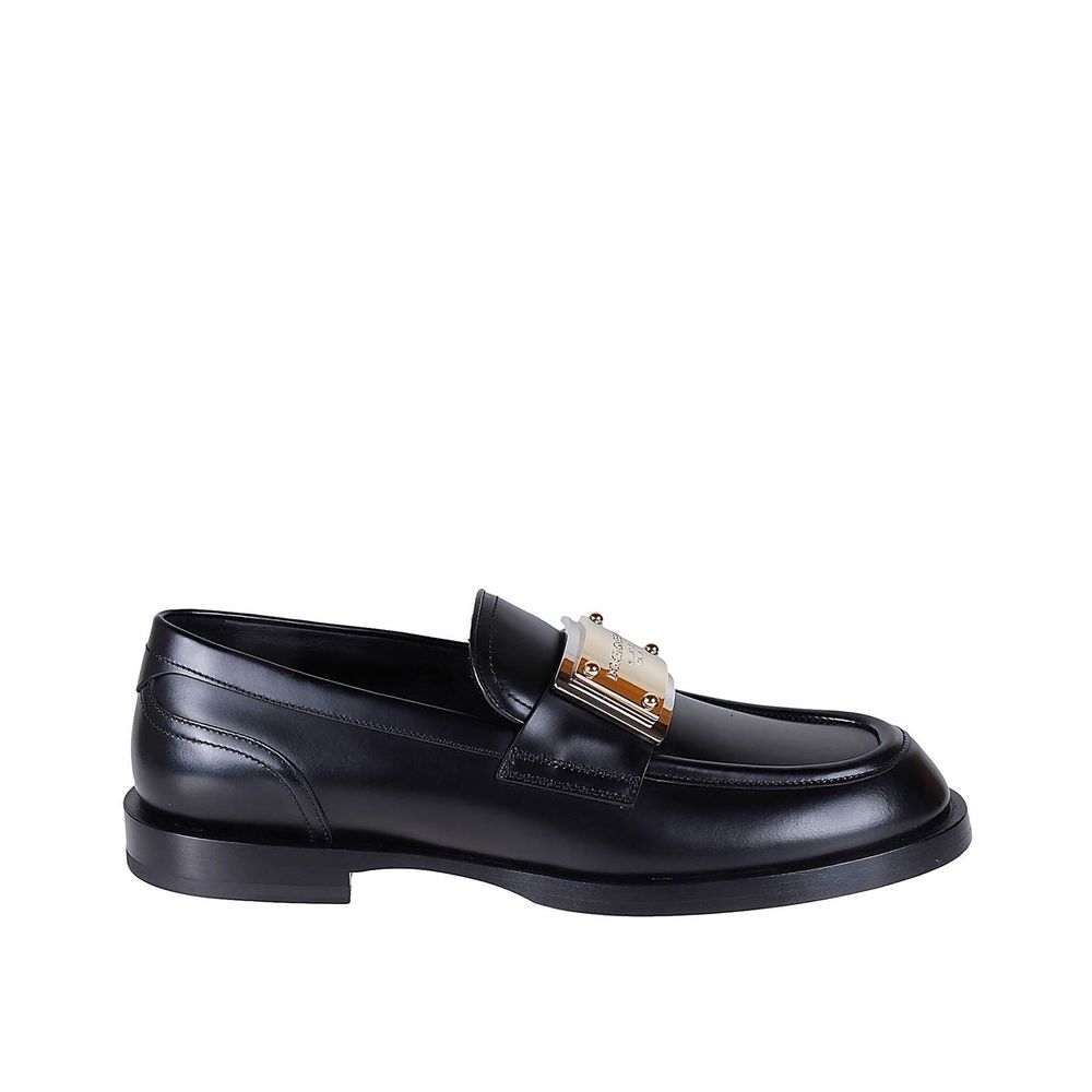 Dolce & Gabbana Black Calfskin Slip-On Loafers