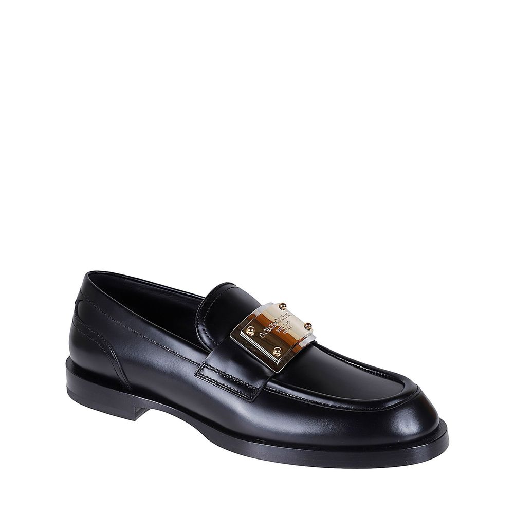 Dolce & Gabbana Black Calfskin Slip-On Loafers