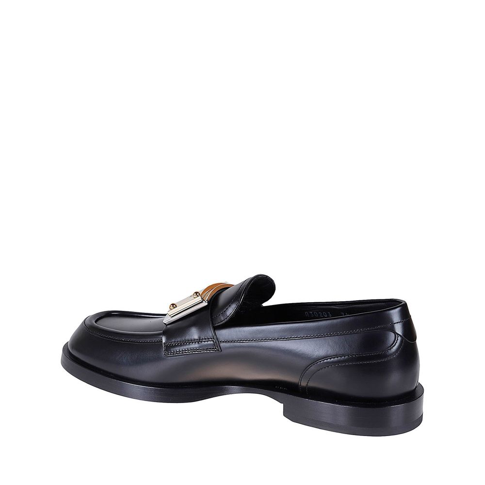 Dolce & Gabbana Black Calfskin Slip-On Loafers