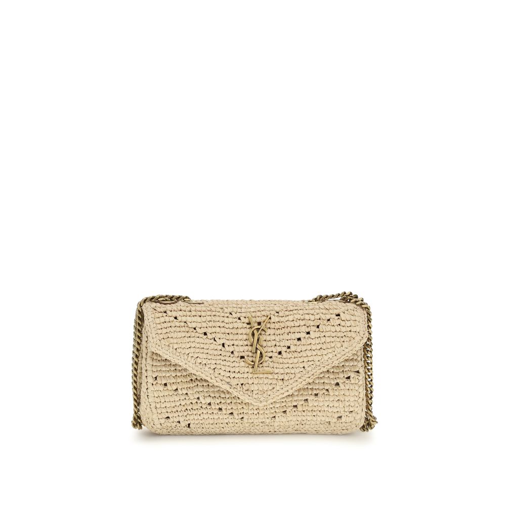 Saint Laurent Beige Raffia Shoulder Bag