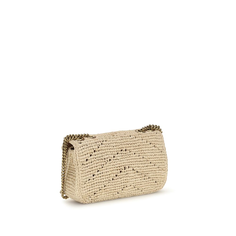 Saint Laurent Beige Raffia Shoulder Bag