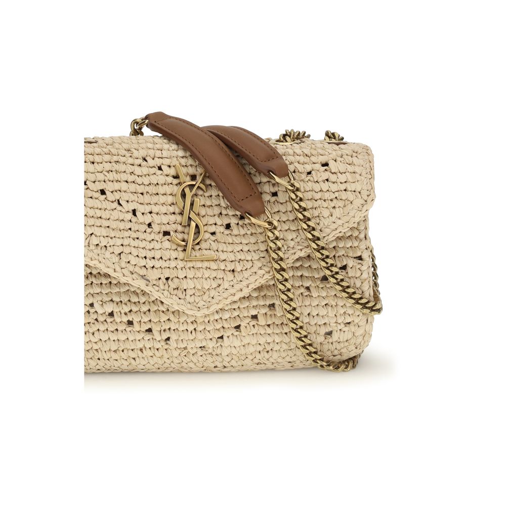 Saint Laurent Beige Raffia Shoulder Bag