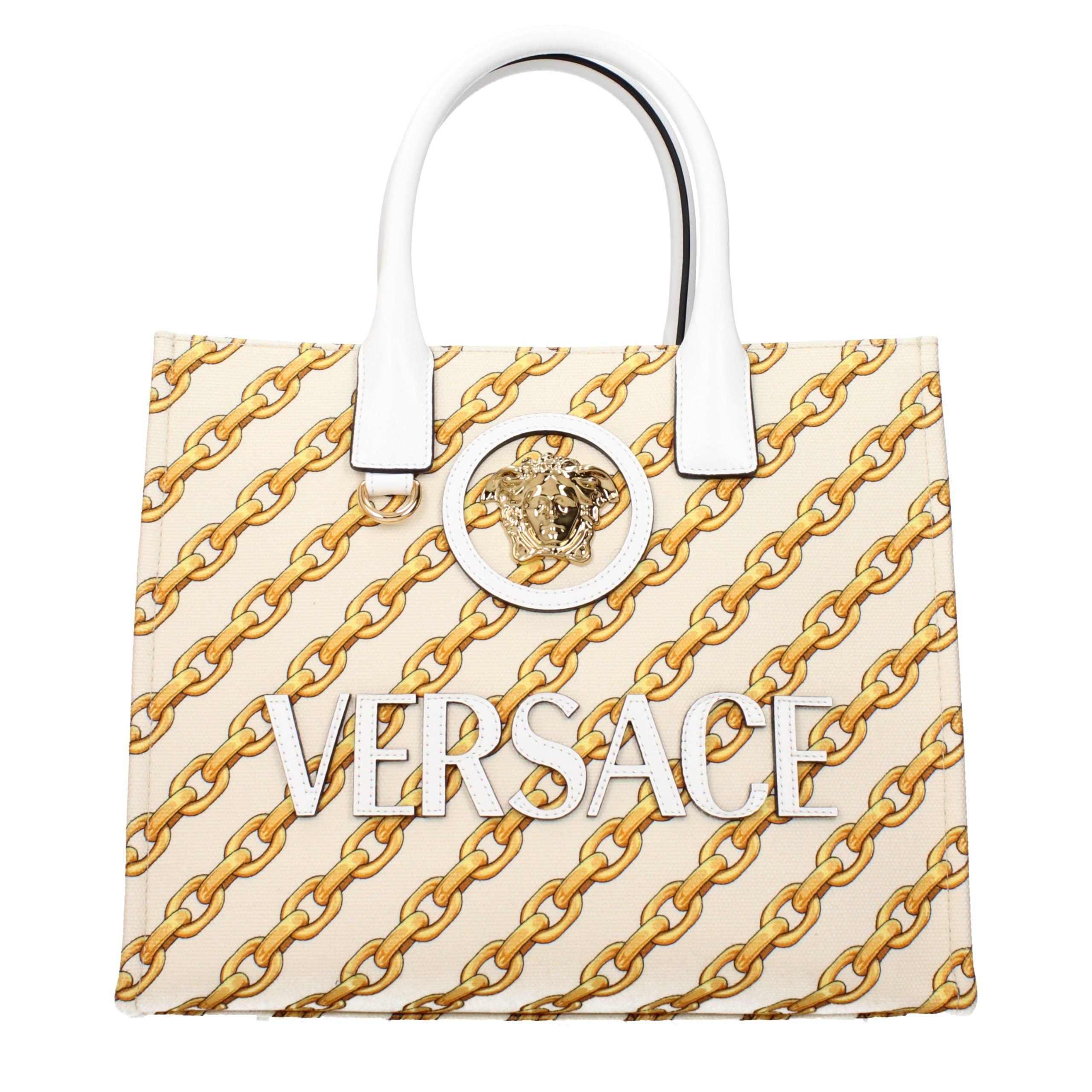 Versace Beige Fabric Handbag