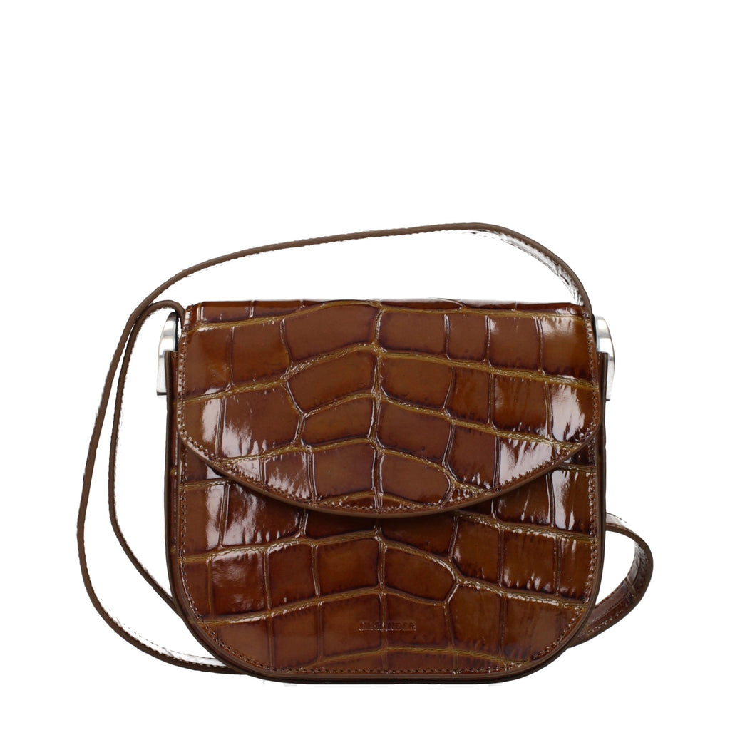 Jil Sander Brown Leather Crossbody Bag