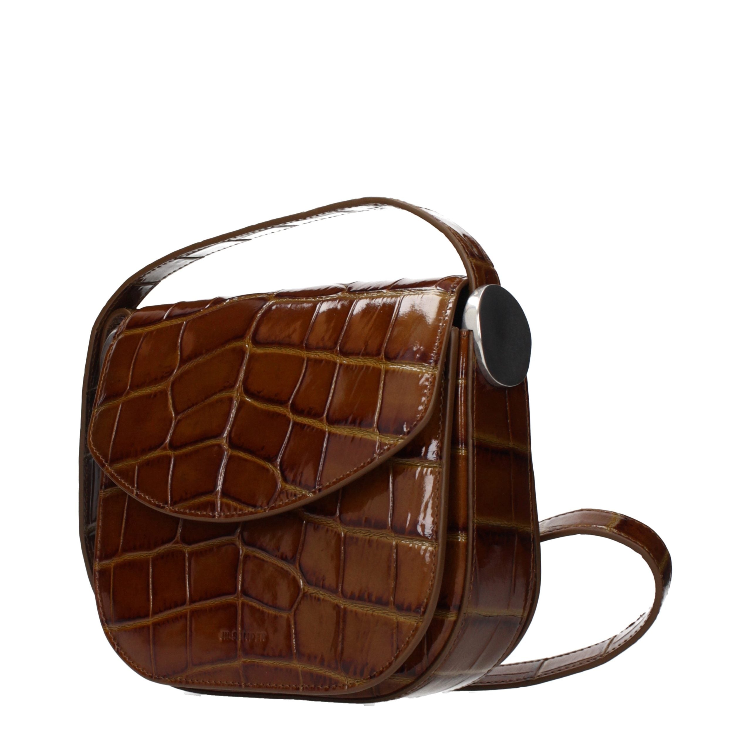 Jil Sander Brown Leather Crossbody Bag