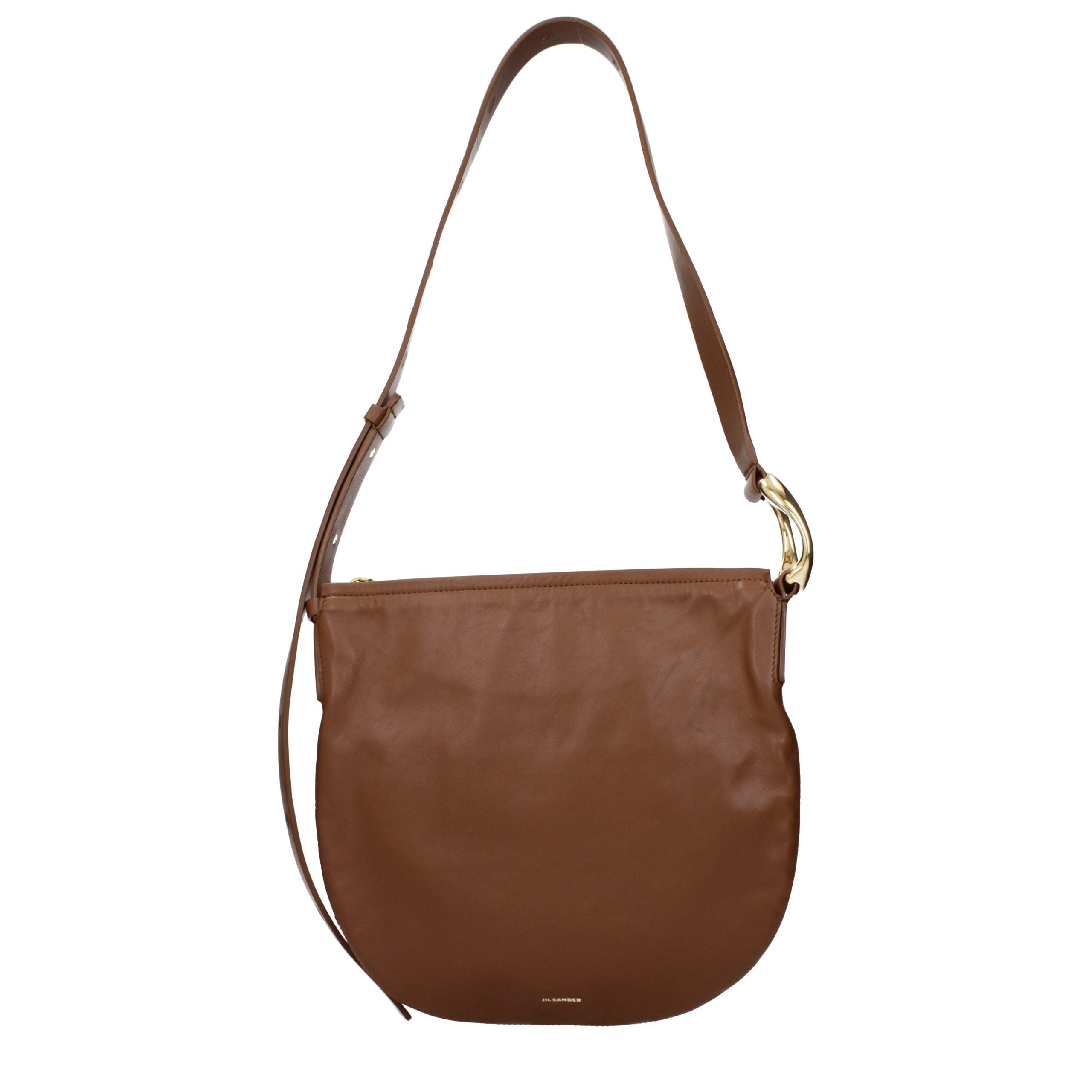 Jil Sander Brown Leather Crossbody Bag
