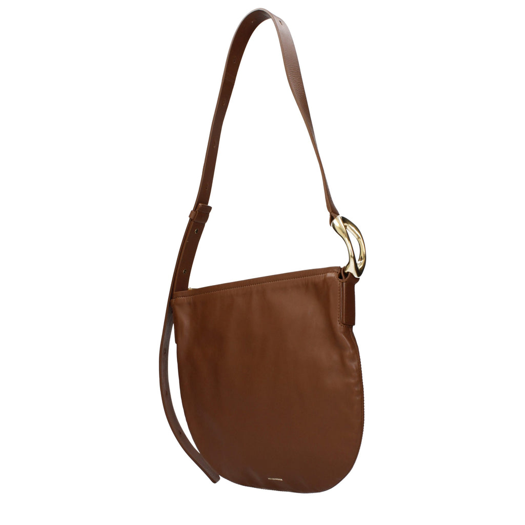 Jil Sander Brown Leather Crossbody Bag
