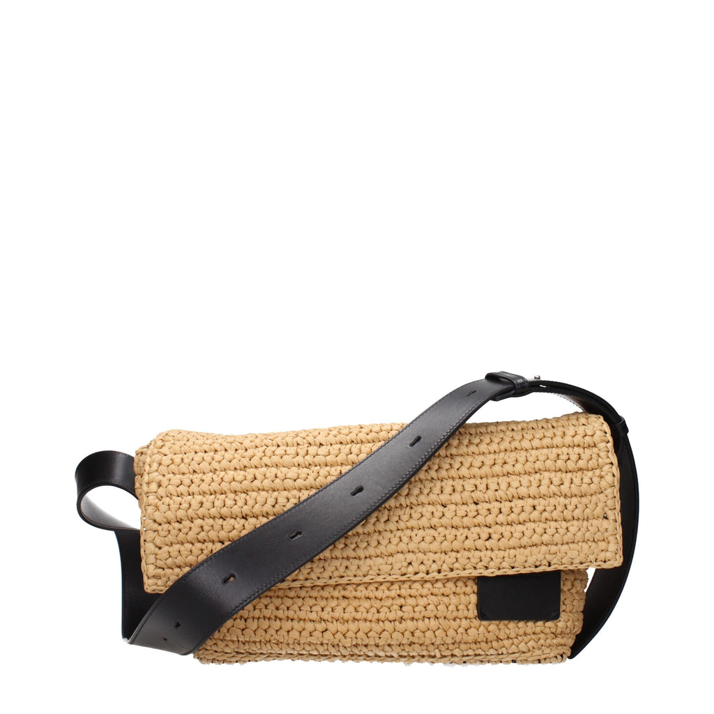 Jil Sander Beige Raffia Crossbody Bag