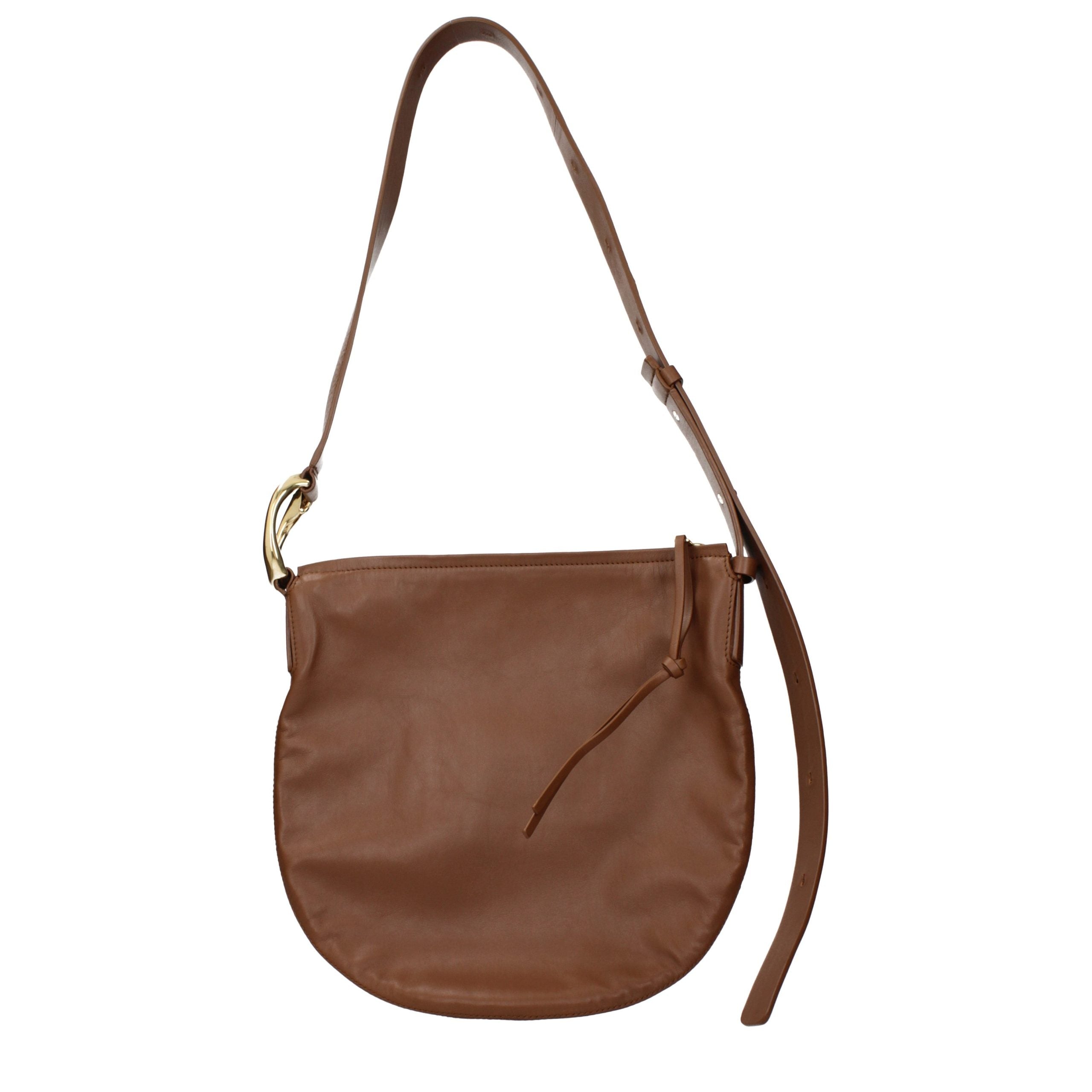 Jil Sander Brown Leather Crossbody Bag