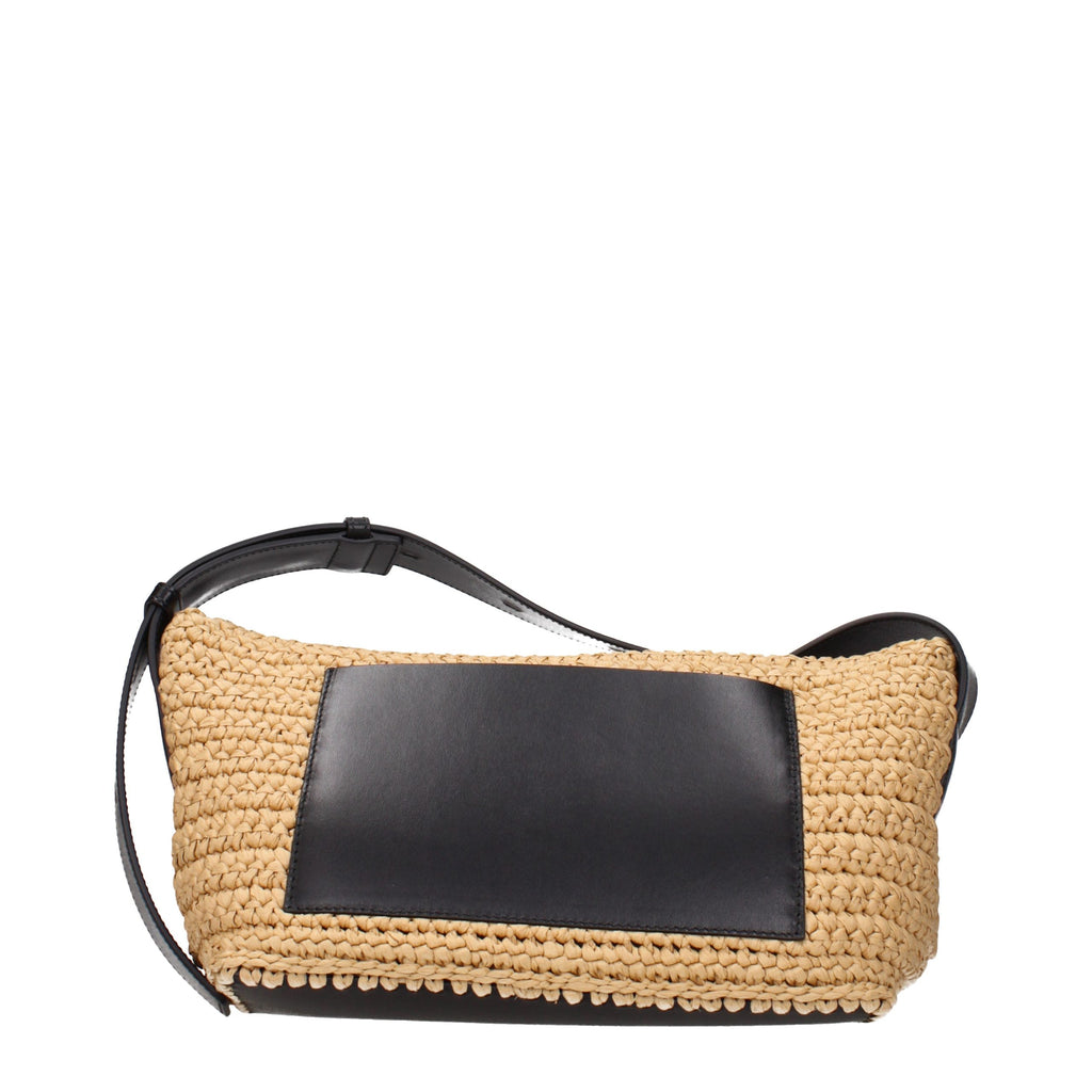 Jil Sander Beige Raffia Crossbody Bag