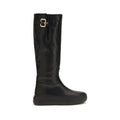 Chloé Black Calf Leather Bos Taurus Flat Boots