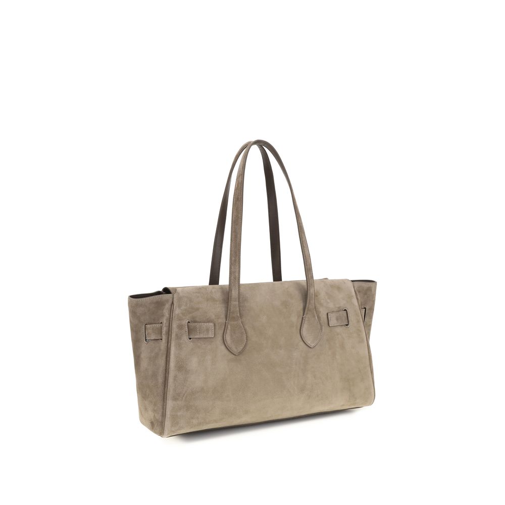Brunello Cucinelli Beige Suede Leather Shoulder Bag