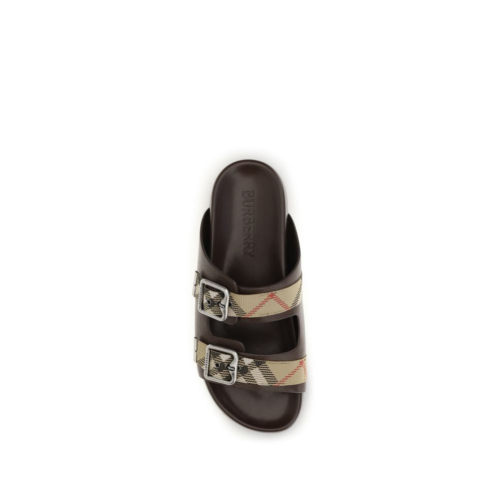 Burberry Brown Goatskin Flat Sandals