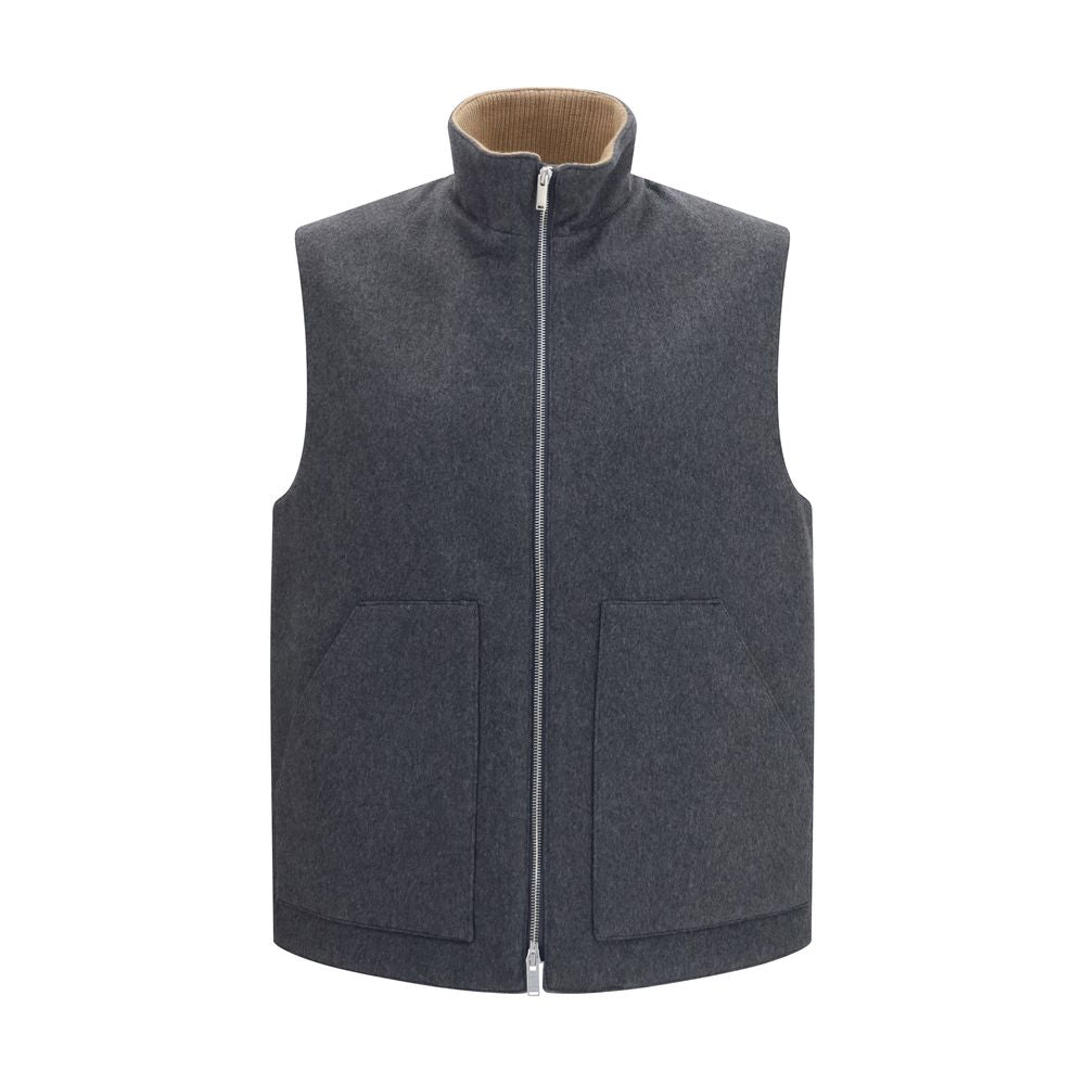 Lardini Gray Wool Oves Aries Sleeveless Jacket