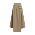 Ganni Beige Cotton Midi Skirt