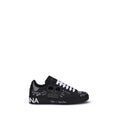 Dolce & Gabbana Black Calf Leather Bos Taurus Athletic Sneakers