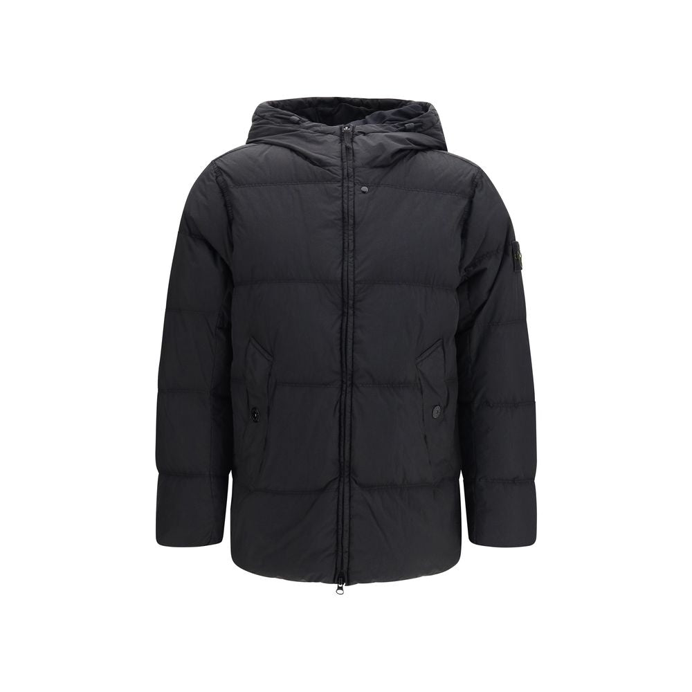 Stone Island Black Goose Down Full-Length Jacket