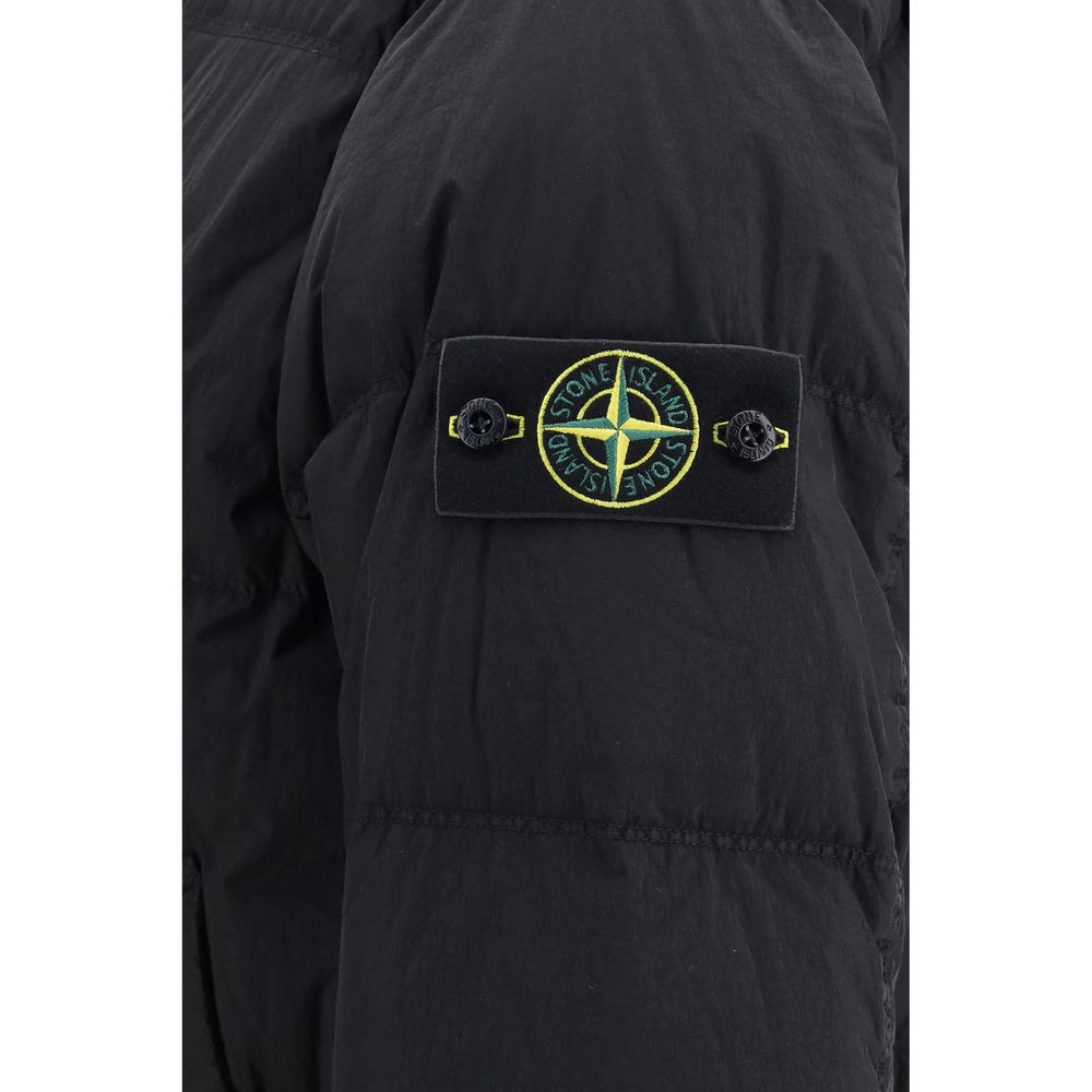 Stone Island Black Goose Down Full-Length Jacket