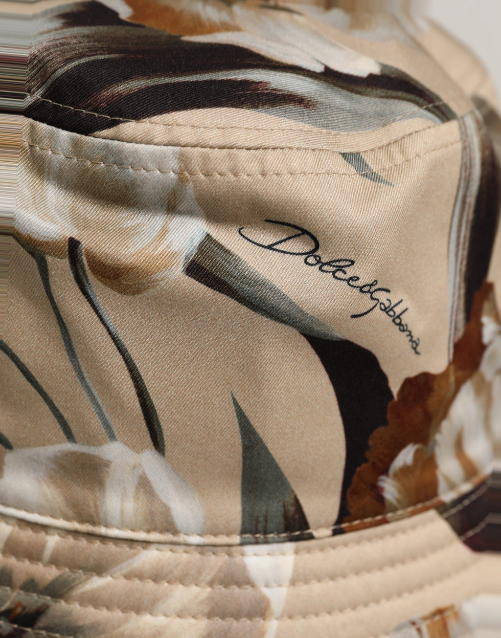 Dolce & Gabbana Men Beige Floral Wide Brim Bucket Capello Hat