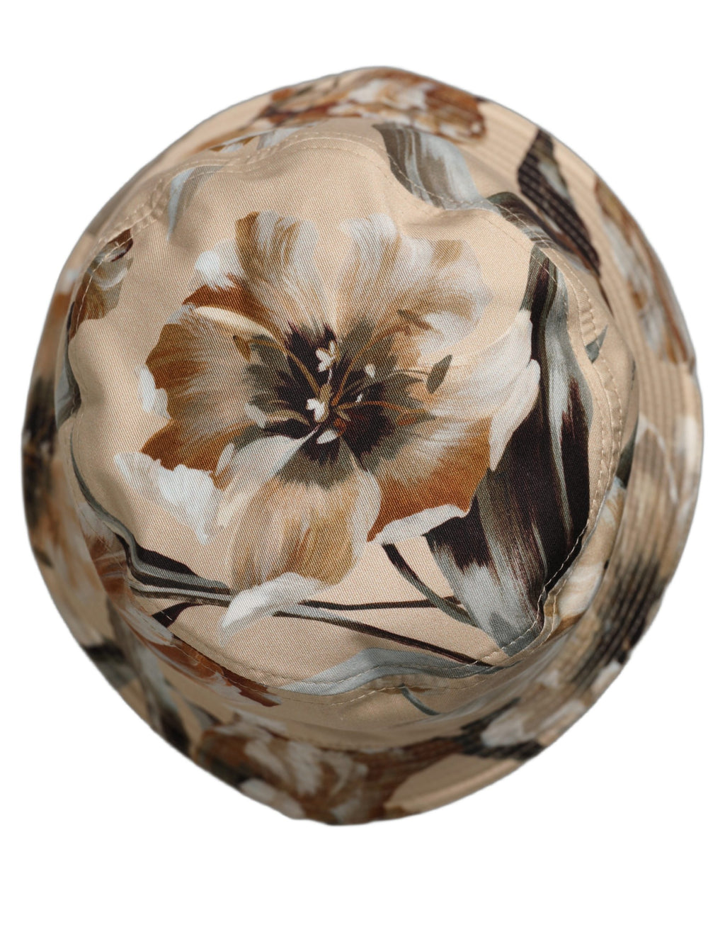 Dolce & Gabbana Men Beige Floral Wide Brim Bucket Capello Hat