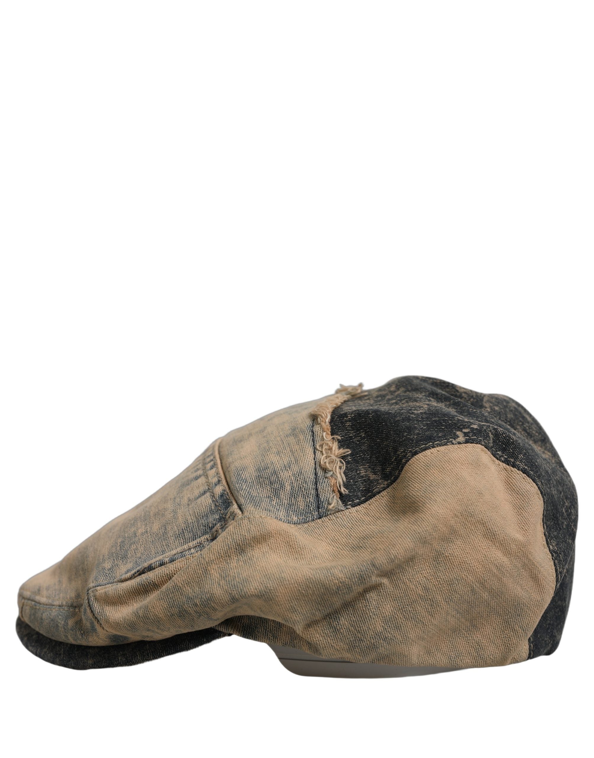 Dolce & Gabbana Brown Cotton Denim Newsboy Capello Cabbie Hat