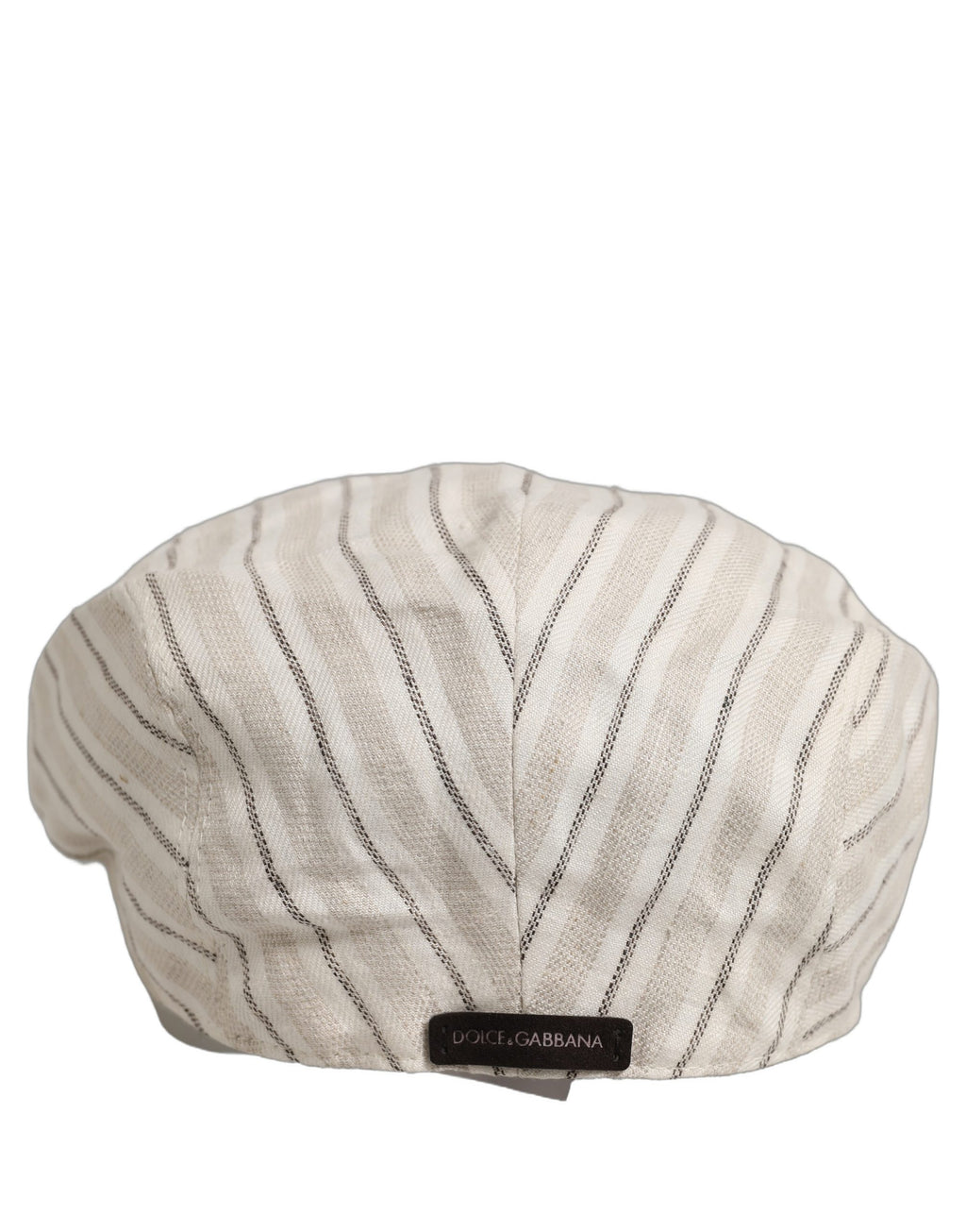 Dolce & Gabbana Men Off White Striped Linen Newsboy Capello Hat