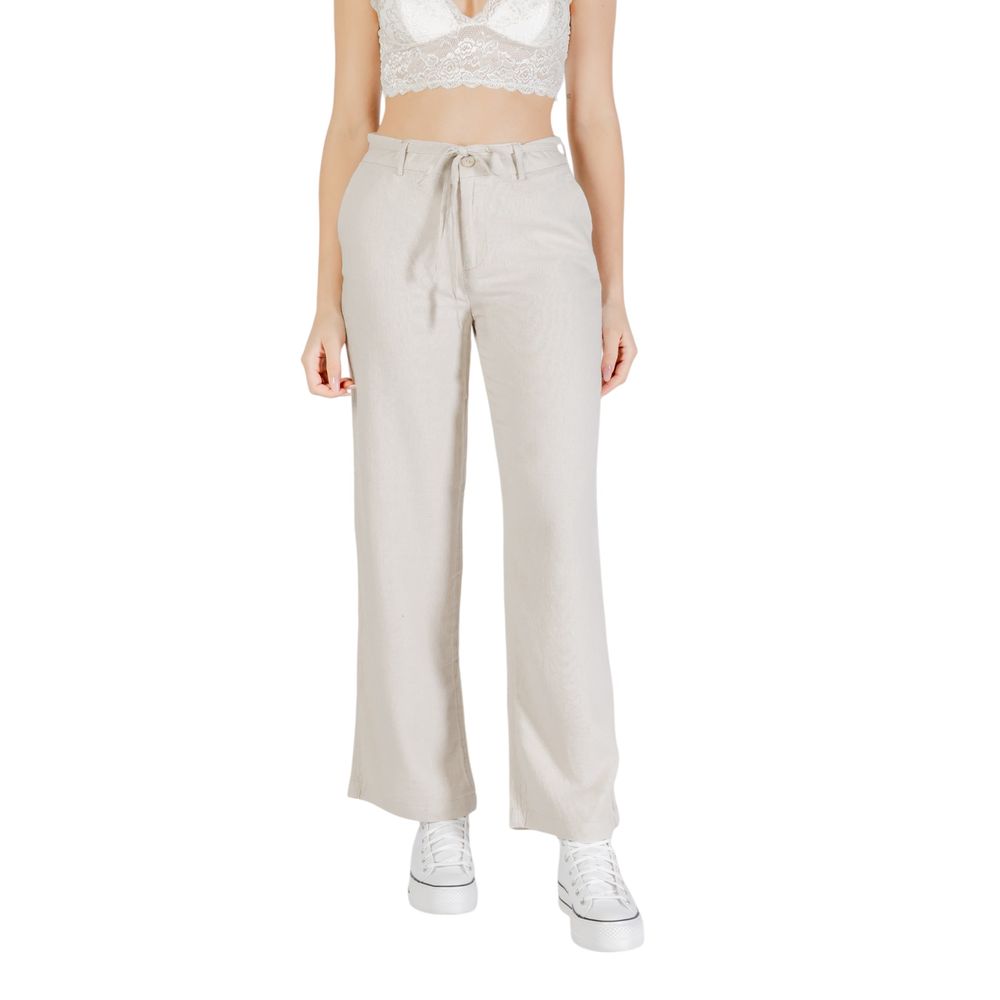 Only Beige Viscose Casual Pants