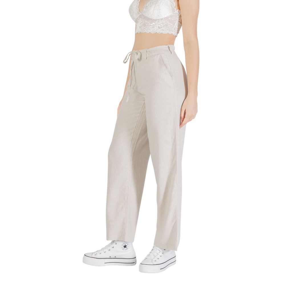 Only Beige Viscose Casual Pants