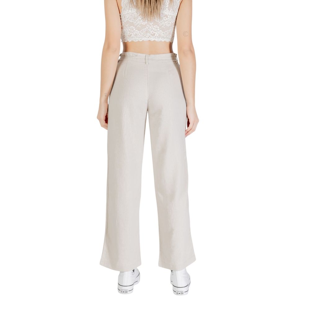Only Beige Viscose Casual Pants