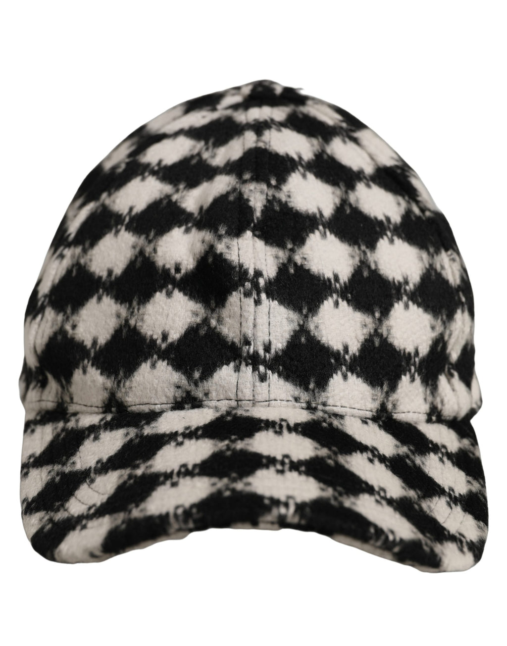 Dolce & Gabbana Men Black White Diamond Wool Baseball Cap Hat