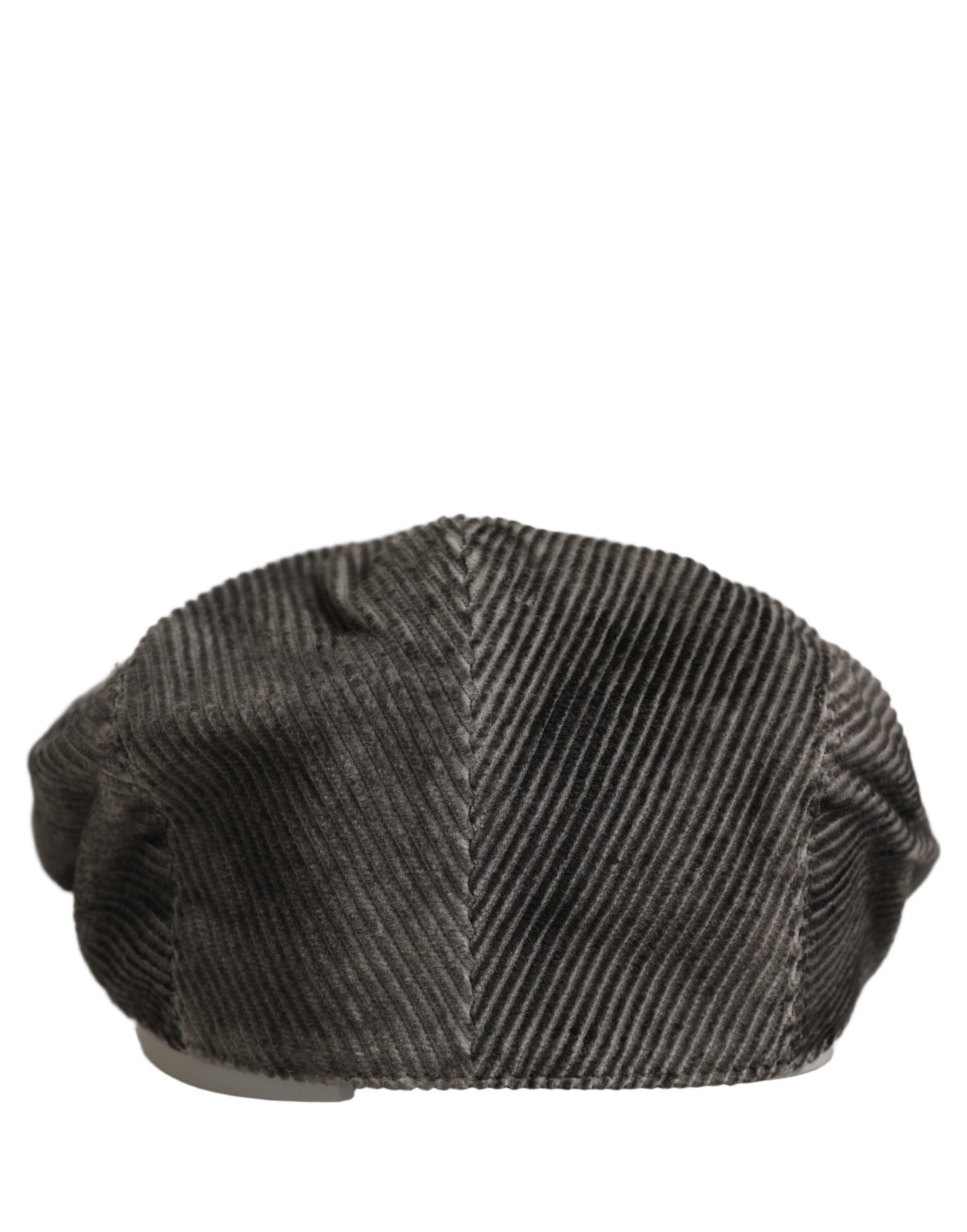 Dolce & Gabbana Men Grey Cotton Corduroy Cloth Newsboy Cap Hat