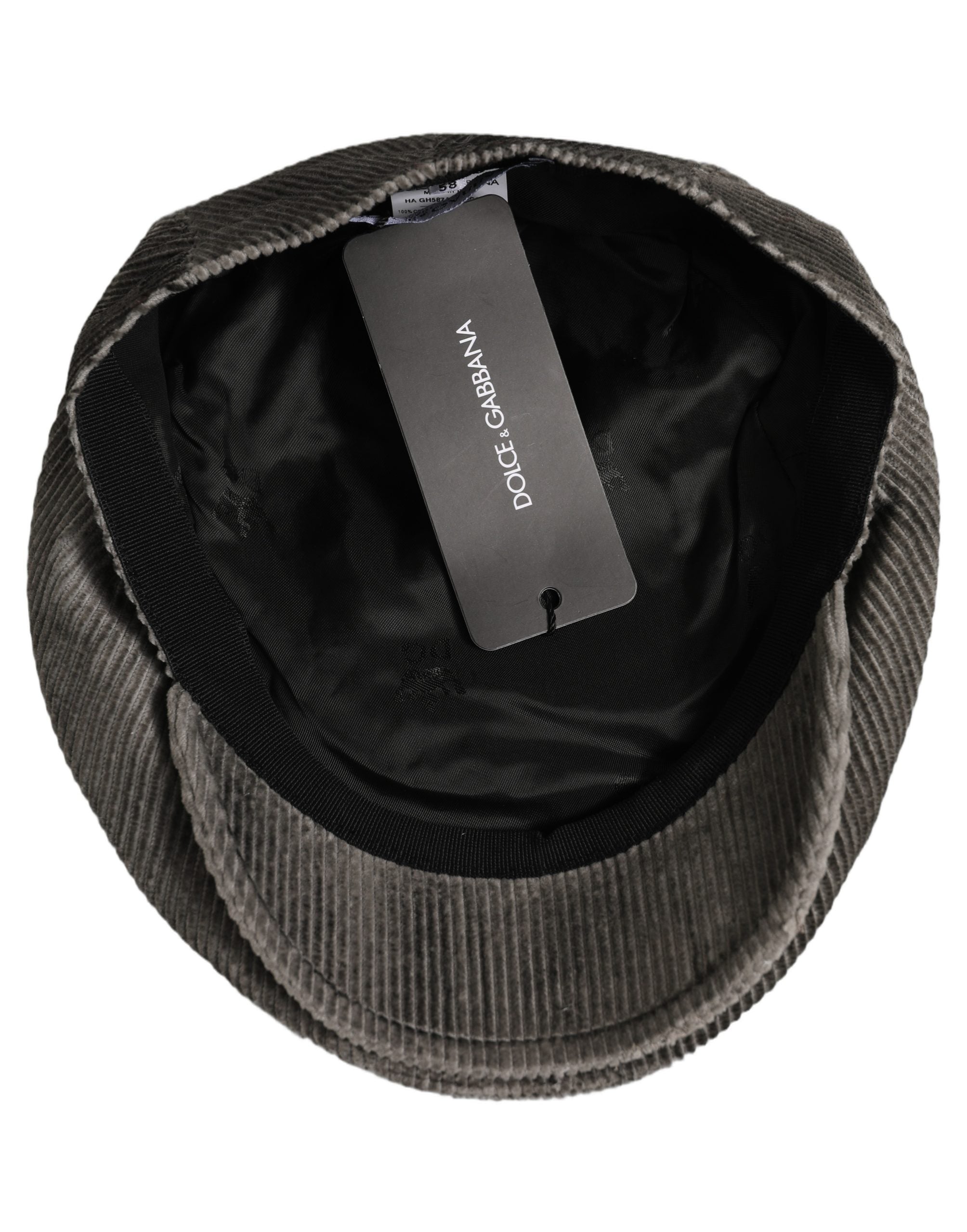Dolce & Gabbana Men Grey Cotton Corduroy Cloth Newsboy Cap Hat