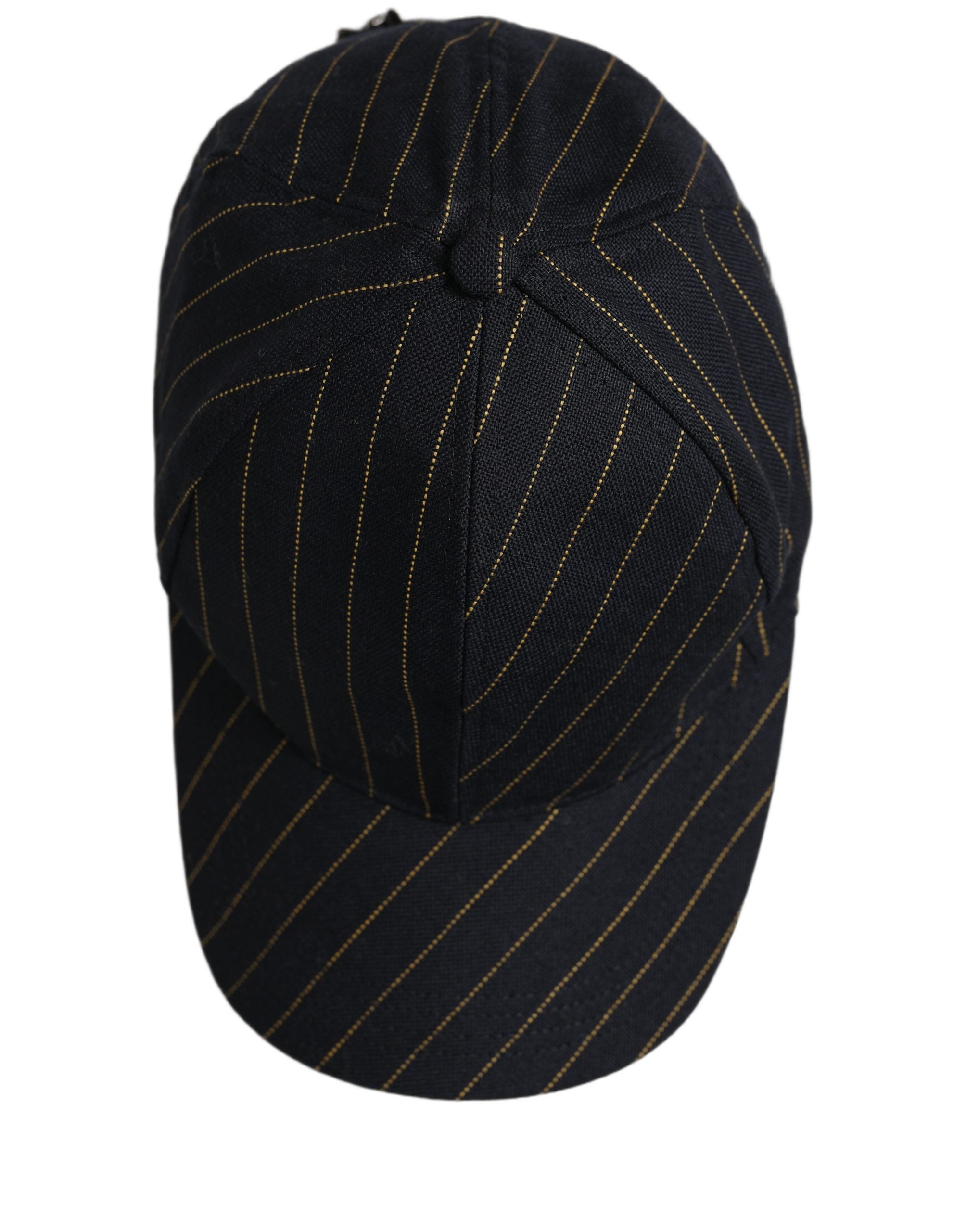 Dolce & Gabbana Black Gold Pinstriped Cotton Baseball Cap Hat