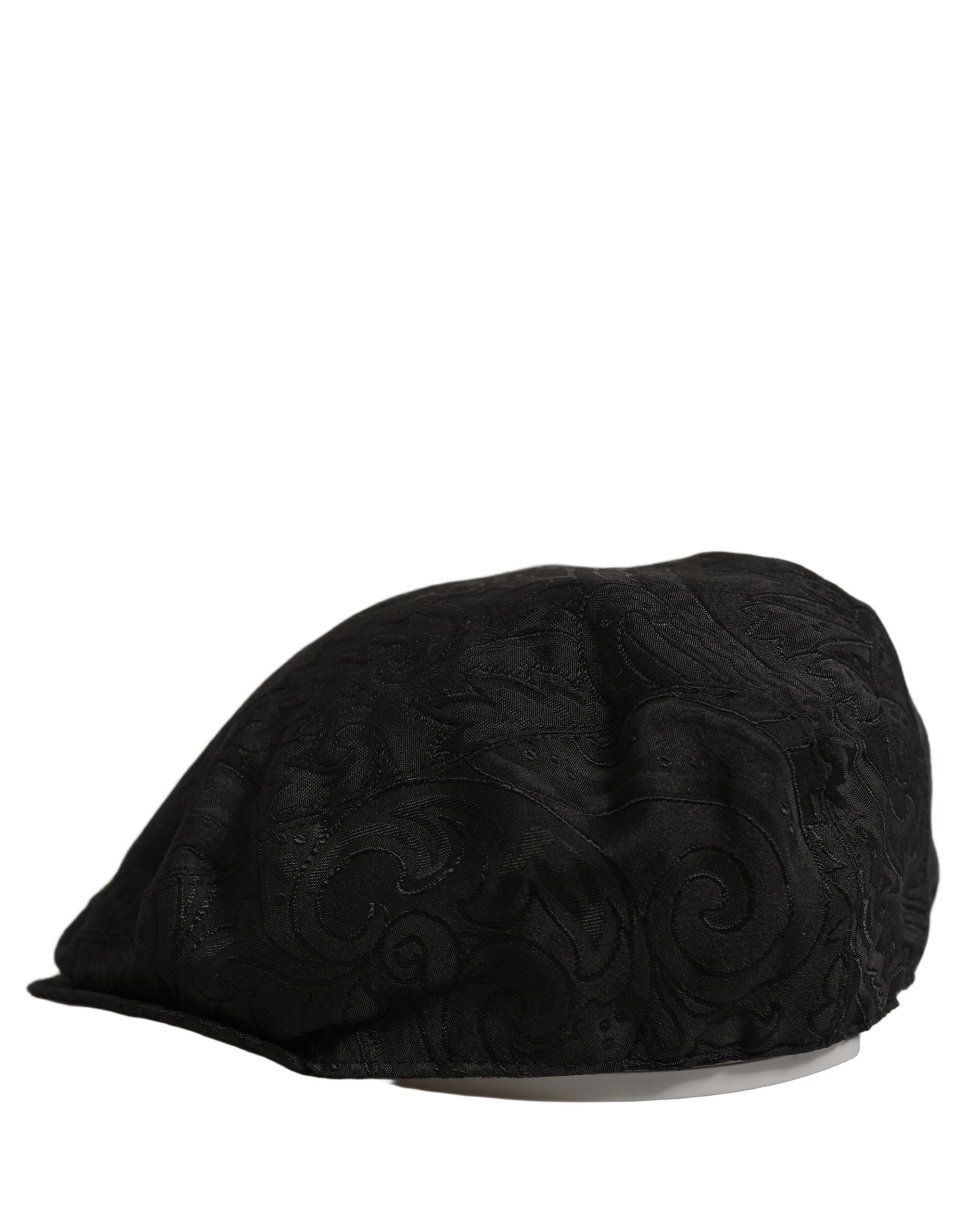 Dolce & Gabbana Men Black Floral Jacquard Newsboy Capello Hat