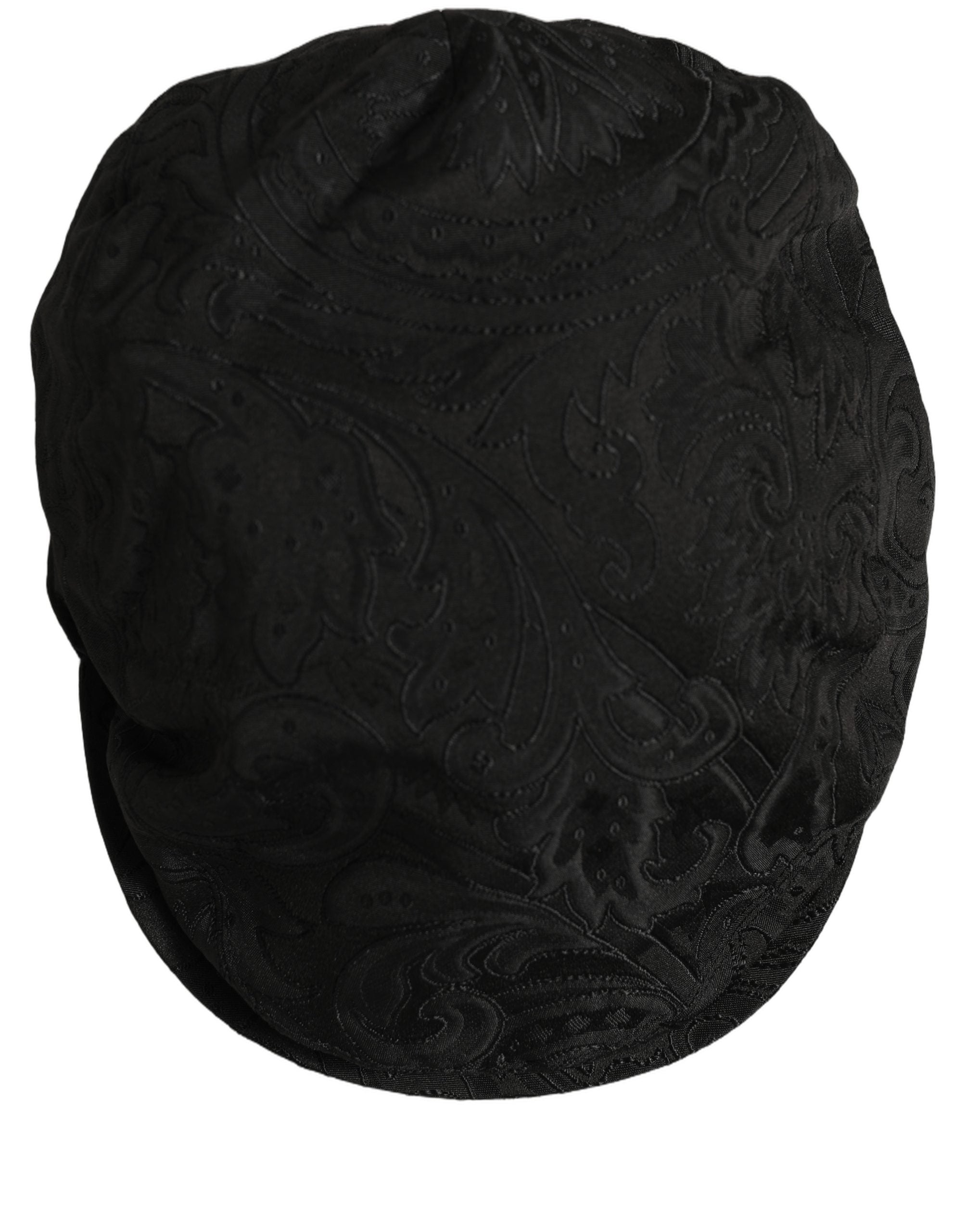 Dolce & Gabbana Men Black Floral Jacquard Newsboy Capello Hat