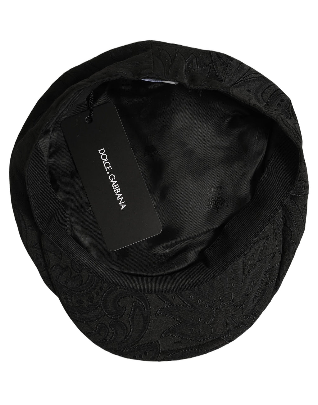 Dolce & Gabbana Men Black Floral Jacquard Newsboy Capello Hat