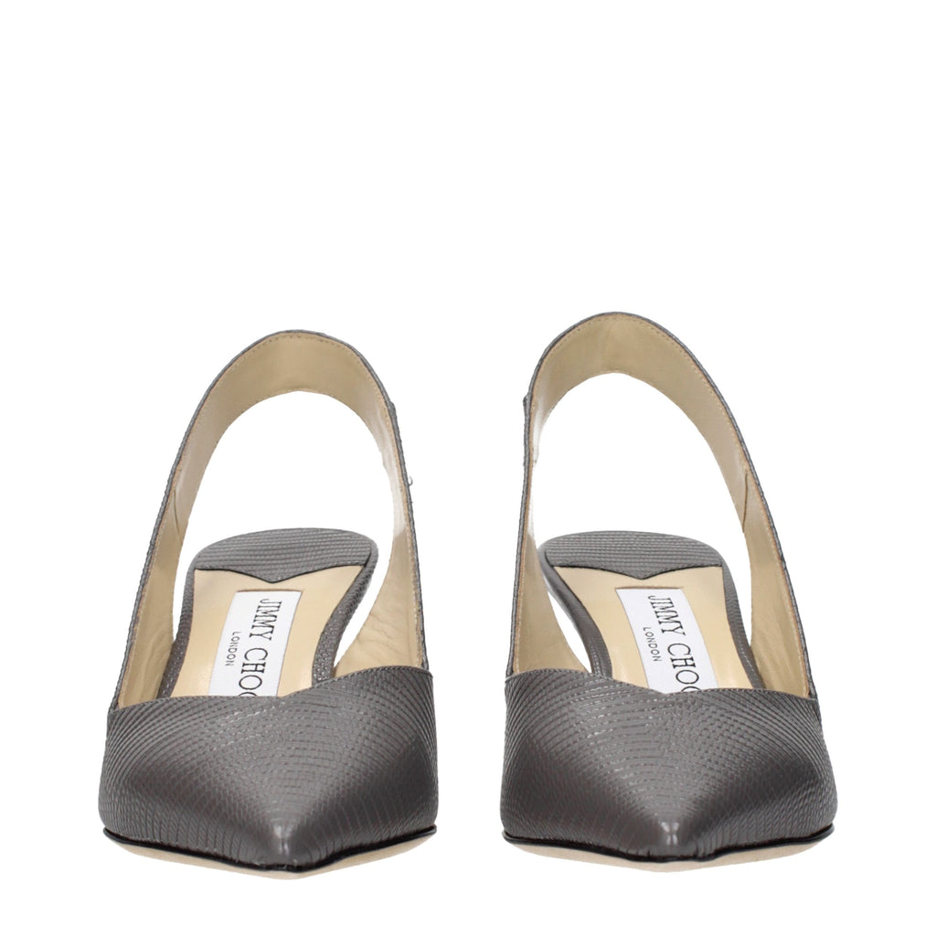 Jimmy Choo Gray Leather High Heel Pumps
