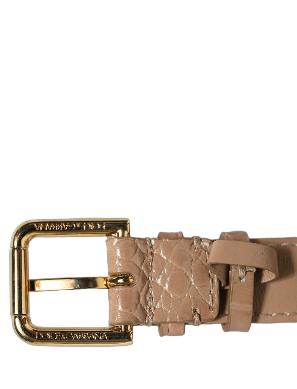 Dolce & Gabbana Brown Embossed Leather Gold Buckle Belt Strap Bracelet