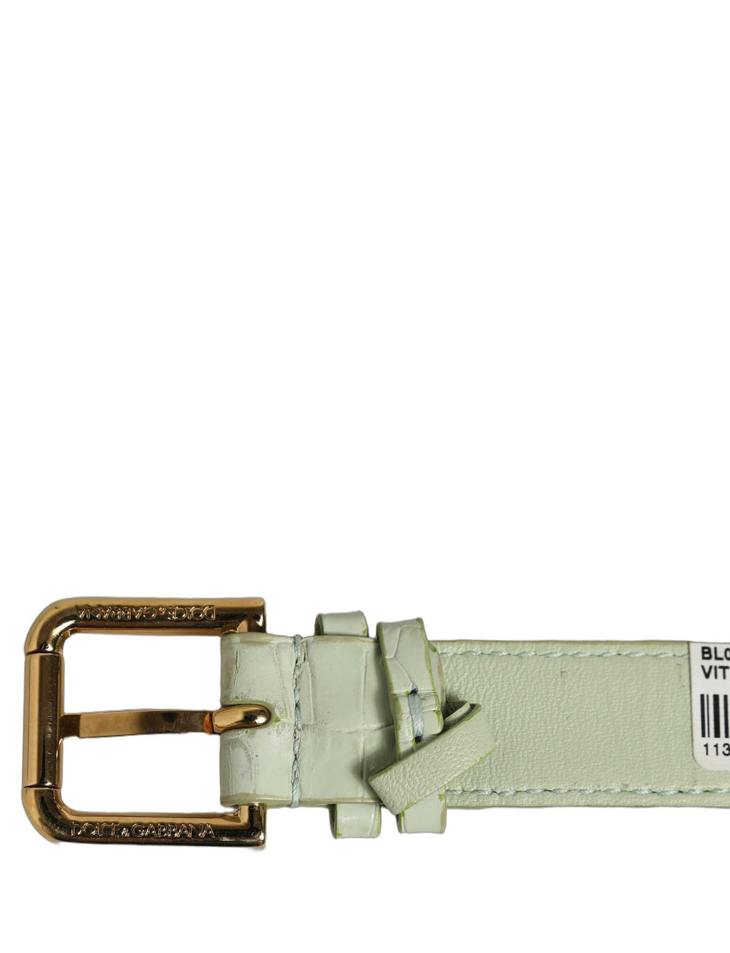 Dolce & Gabbana Green Embossed Leather Gold Buckle Belt Strap Bracelet